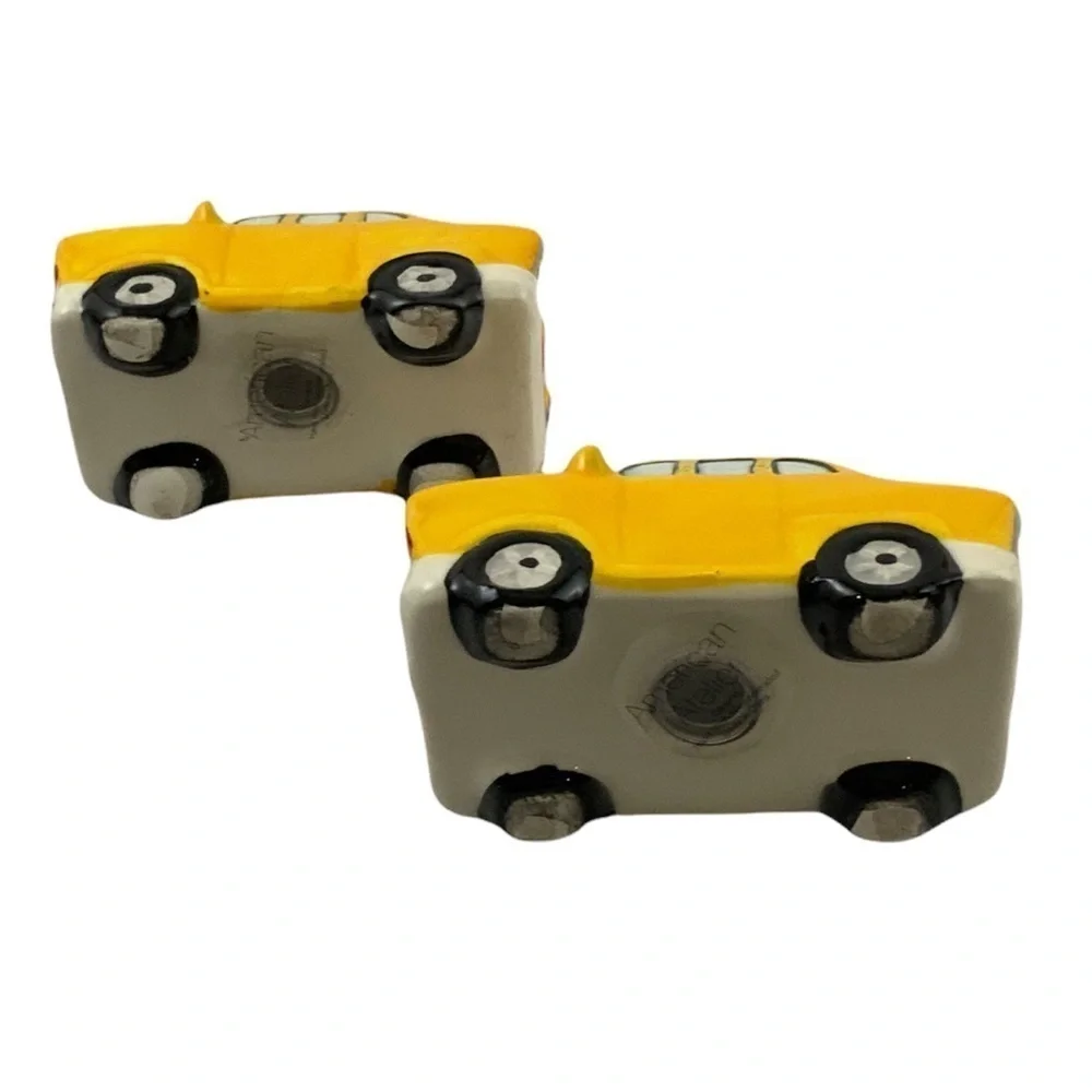 NYC Yellow Cab Cars Ceramic Salt Pepper Shaker Set by American Alitier